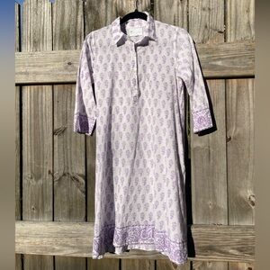 Islapayal Purple Block Patterned Cotton Dress Size S